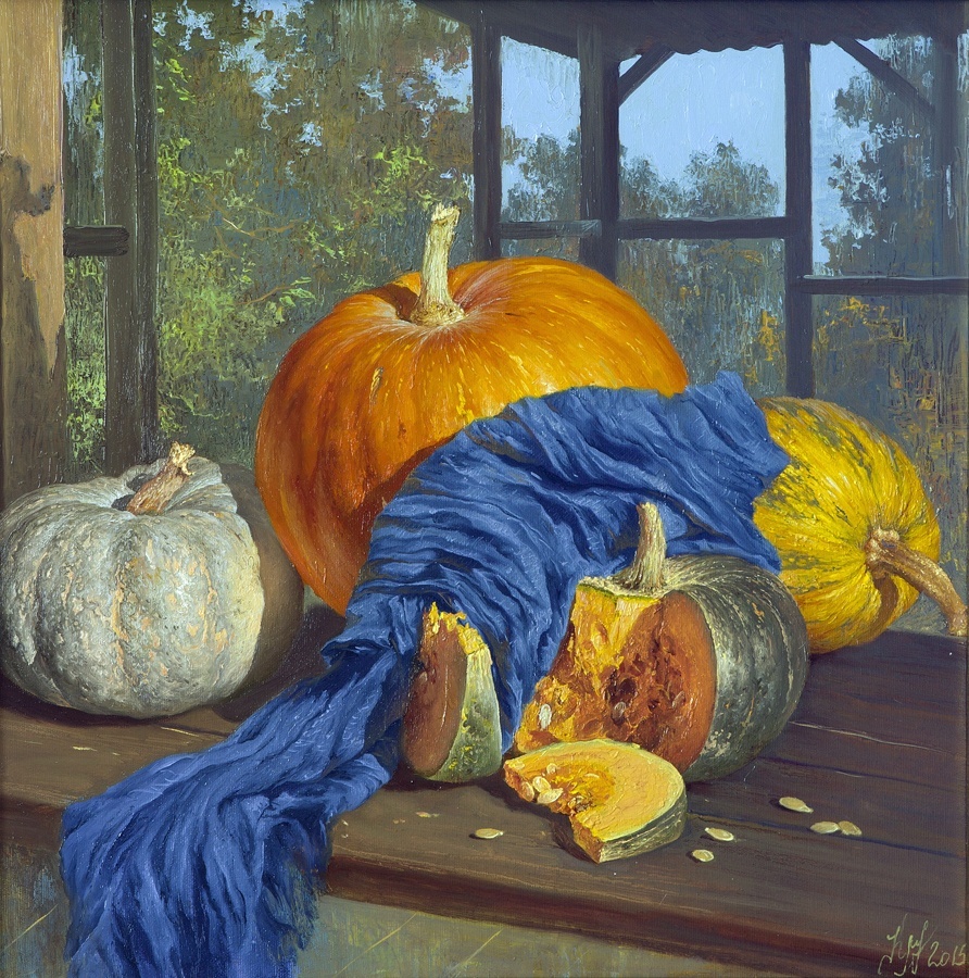 Pumpkins with blue